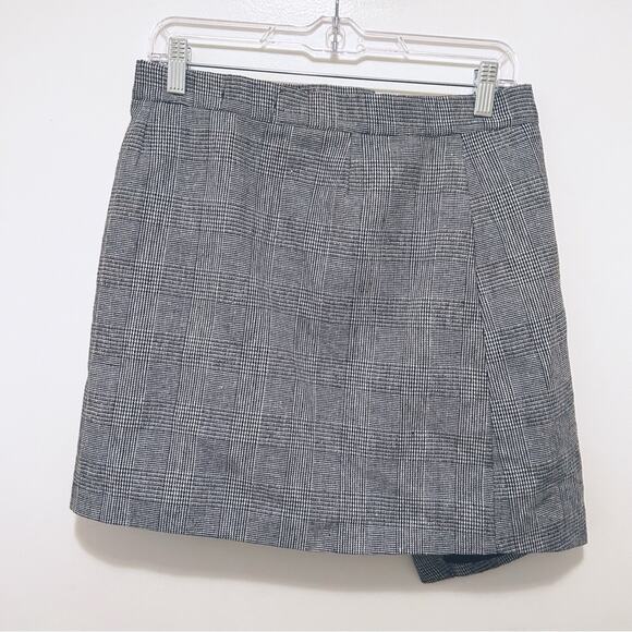 Sage The Label Button Front Asymmetrical Skirt Grey Plaid XL NWT - Picture 4 of 5